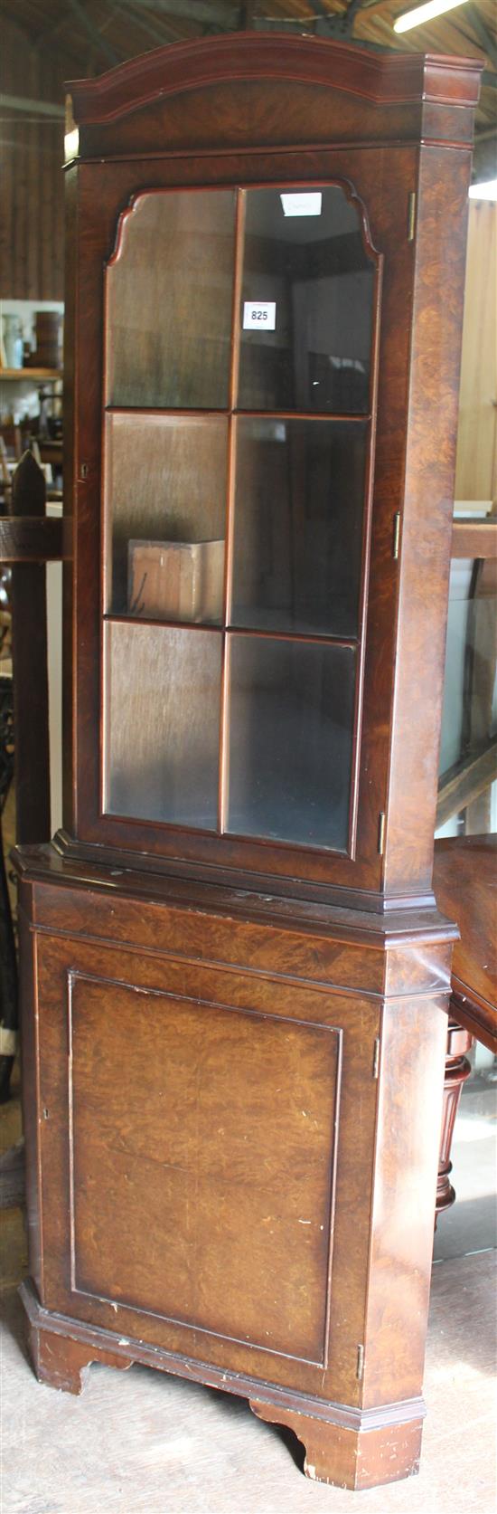 Burr walnut standing corner cabinet(-)